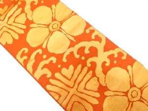 荒波に花模様織り出し　全通袋帯